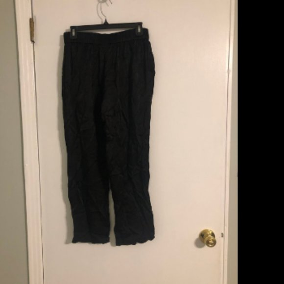 Raquel Allegra Solid Black Womens Rayon Pants - Picture 1 of 4